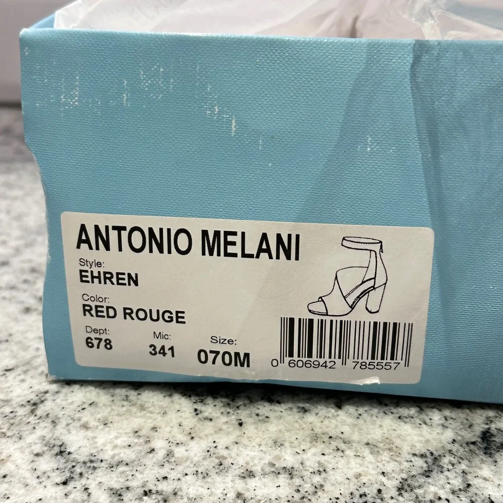 Antonio Melani Womens 7M Ehren Heels Red Rouge Suede Peep Toe Block Zip Glam
